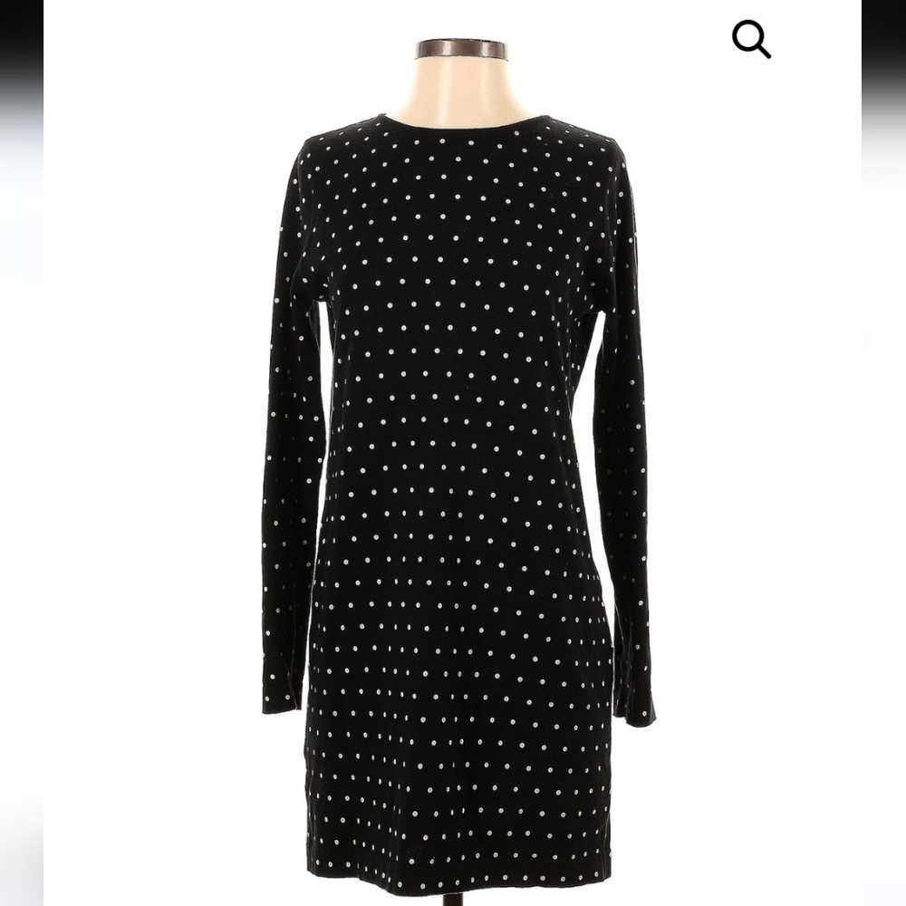 MANGO | Black with White Polka Dot Knit Dress